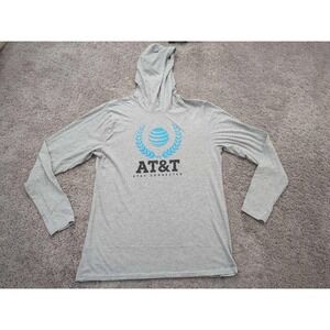 AT&T Hoodie Shirt‎ Mens Large Gray Pullover Long Sleeve Cotton Blend Workwear